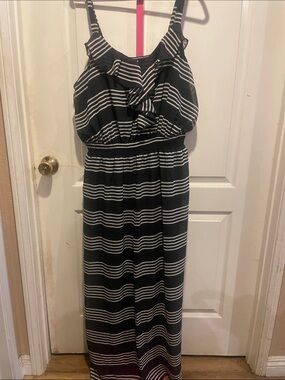 Faded Glory Black and White Striped Maxi Dress